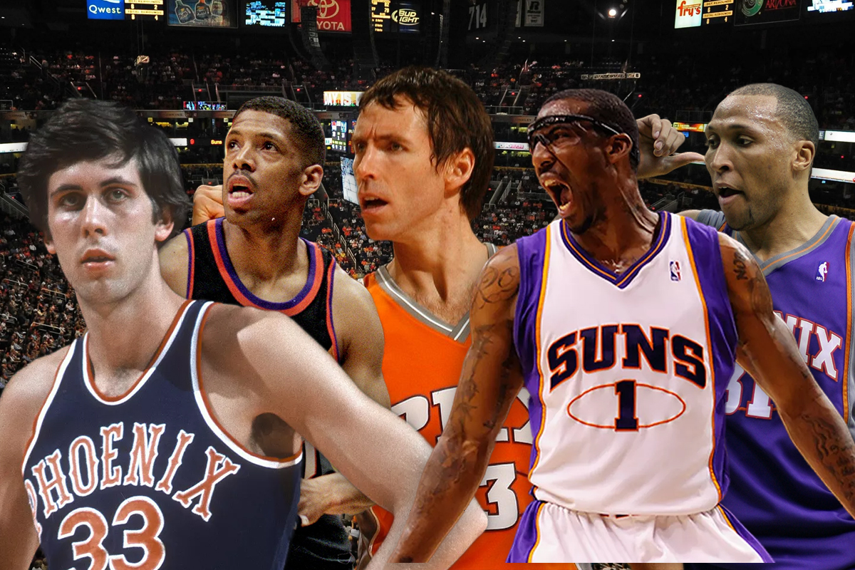 10. Phoenix Suns: Steve Nash-Kevin Johnson-Shawn Marion-Amar’e Stoudemire-Alvan Adams